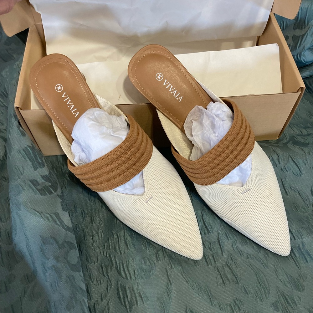 Cream and brown conscious comfort stylish and sustainable shoes.